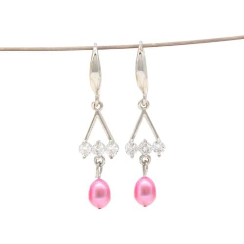 Newest Oval Pearl earring Sliver Hooks Earrings for women girl fashion jewelry Pearls Statement Earrings Hoop Earrings Party