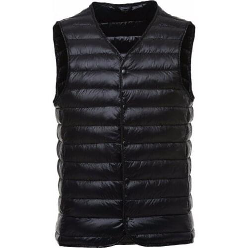 Autumn Winter men Waistcoat outdoor Ultra-Light Down Vest Sleeveless jacket Male Solid color Single-breasted hiking camping vest