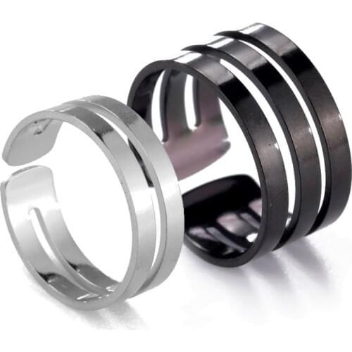 COOLTIME Stainless Steel Open Ring for Women Girl Layers Simple Smooth Couple Ring Men Party Punk Fashion Jewelry Wholesale
