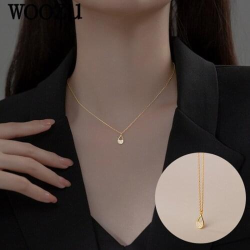 WOOZU Real 925 Sterling Silver Classic Water Drop Zircon Pendant Necklaces For Women Elegant Party Punk Girlfriend Jewelry Gift