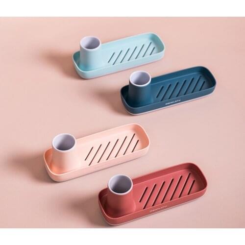 Nordic home tray creative bathroom organizer toothbrush soap storage box kitchen accessories sponge rack organizer serving tray