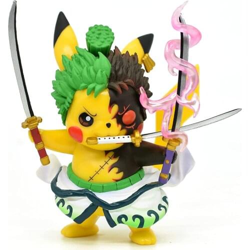 PVC 4" Pokemon Anime Kawaii Pikachu Cosplay Roronoa Zoro Action Figure Statues GK Collection Birthday Gifts Funko Pop It