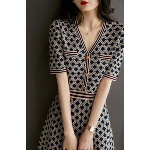 Plus Size Summer Shirt Dress Evening Female Vintage Plaid Oversize Short Sleeve Beach Women Dresses Robe Vestido Maxi Knitted