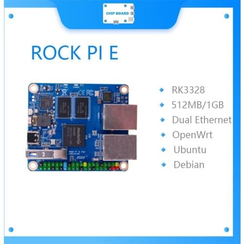 Rock Pi E Rockchip RK3328 1GB DDR3 SBC/Single Board Computer support Debian/Ubuntu/OpenWRT same as Nanopi R2S use for IOT
