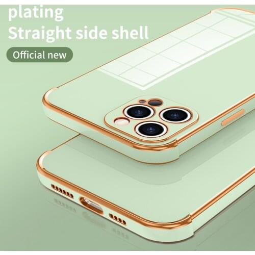 Luxury Square Plating Phone Case For iPhone 12 11 Pro Max XS 12 Mini XR X 8 7 Plus SE20 Solid Color Soft Silicone Back Cover