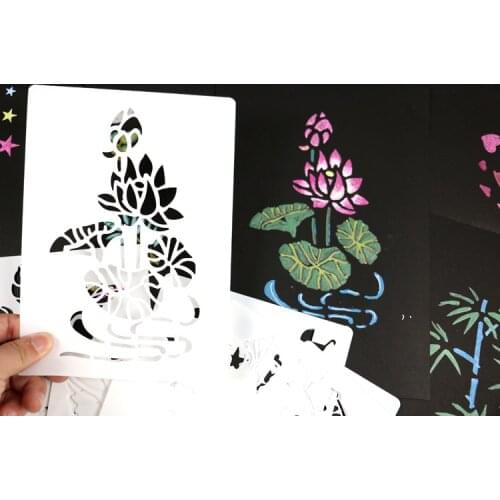 Handbook Diy Painting Template Childrens Puzzle Hand-painted Color Palette Bamboo Flower Hand Bud Lace Ruler 2021