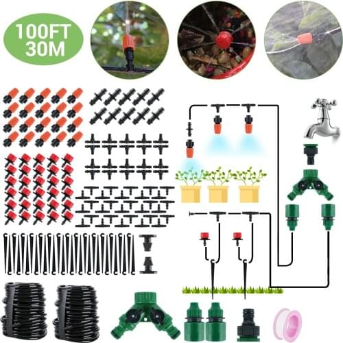 30m DIY Automatic Micro Drip Irrigation System Garden Watering Kit for Home Greenhouse Potted Plants Adjustable Drippers Sprayer