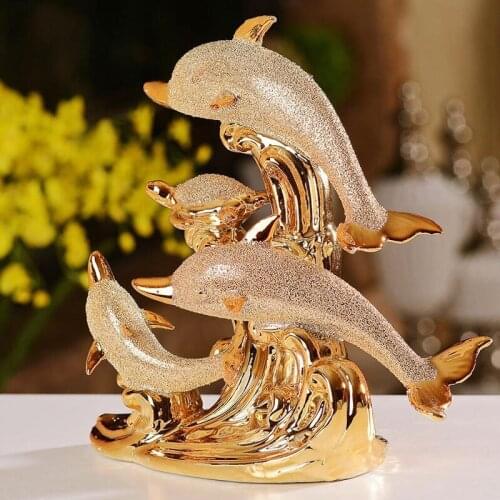 MODERN CERAMIC CUTE DOLPHIN FISH ORNAMENTS HOME FURNISHING DECORATION CRAFTS WEDDING GIFT TVCABINET OFFICE ANIMAL FIGURINES ART