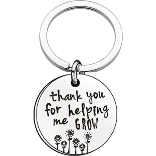 Thank You For Helping Me Grow Keychain Stainless Steel Teacher Appreciation Gift Term Begin Term End Teachers Day Gift Key Ring
