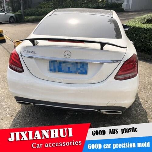 For Benz W205 Spoiler 2016-2019 For Benz W205 C180 C200 C260 C7 Spoiler TF ABS Material Car Rear Wing Primer Color Rear Spoiler
