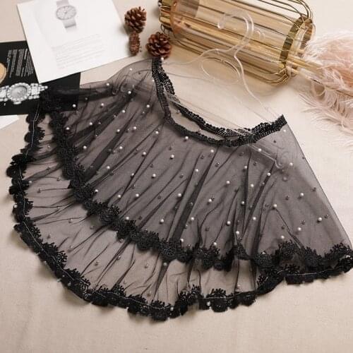 Wedding Accessories Black Bolero Mariage Bridal Cloak Pearls Wedding Cape Short Bolero Women Wrap Cape Evening Dress Wrap Shawl