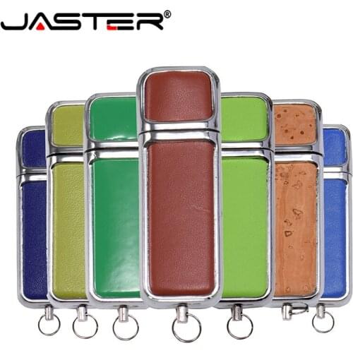 JASTER brown black leather with key chain model usb flash drive usb 2.0 4GB 8GB 16GB 32GB 64GB pen drive