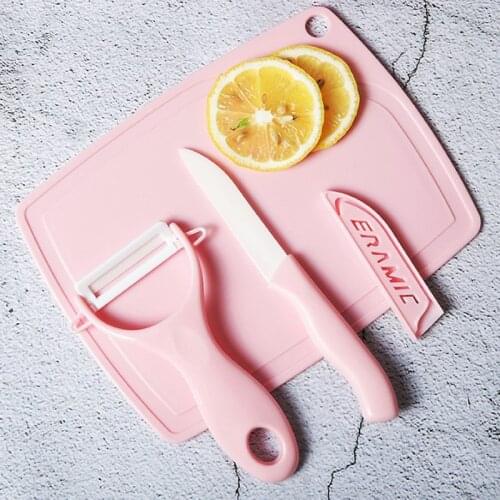High quality 3PCS/Set Home Kitchen Ceramic Fruit Knife Fruit Vegetables Peeler Chopping Board Chef Kitchen Tools
