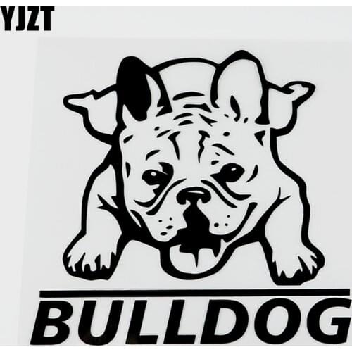 YJZT 15.1CMX13.9CM Funny Bulldog Animal Vinyl Decal Car Sticker Black/Silver Car-styling 8C-0134