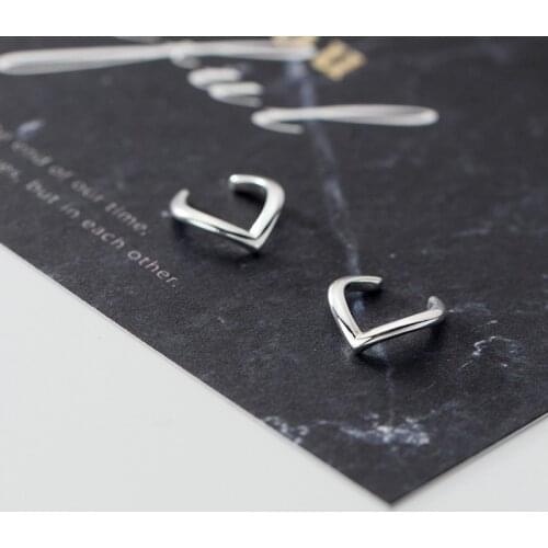 100% Real 925 Sterling Silver Simple Non-Pierced Ear Cuff Earrings No Piercing Cartilage Earrings for Women Girls E0050