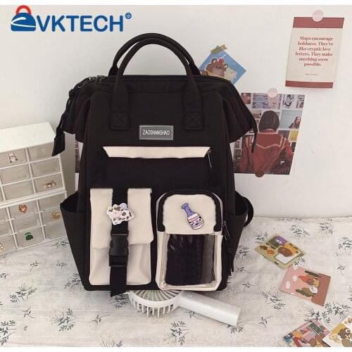 Preppy Style Women Handbags Travel Contrast Color Knapsack Teenage Girl Rucksack Students Korean Style Fashion Retro Bagpack