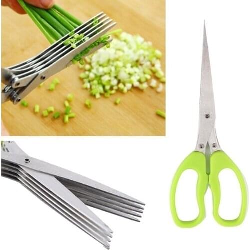 1PC Minced 5 Layers Basil Rosemary Kitchen Multi-Layers scissor Shredded Chopped Scallion Cutter Herb Laver Spices Cook Tool Cut