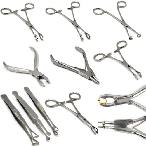 1Pc Surgical Steel Opening Closing Needle Ball Clamp Plier Different Open shape Tweezers Piercing Professional Puncture Tool