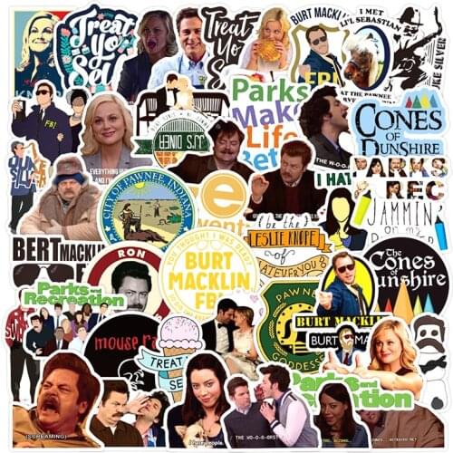 10/30/50pcs/Set Funny TV Show Parks and Recreation Stickers Decal For Draw-bar frame Childrens Toys DIY Cars Knapsack Computers
