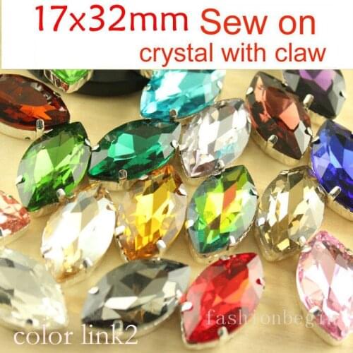 12pcs Rhinestone 17x32mm Navette Crystal Fancy stone Sew On Foiled Eye Gems Fancy Strass Crystal Stones For Clothes Dress Crafts