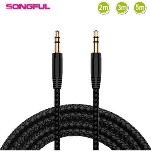 2/3/5m Nylon Braid Jack 3.5mm Audio Cable Male 3.5 mm Stereo AUX Cable M/M Headphone Cord for iPhone Car Speaker Earphone MP3/4