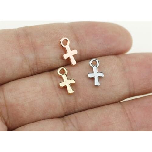 20pcs 6mm*11mm Earring Cross Charms Zinc Alloy Necklace,Bracelet Jewelry DIY Handmade 3 colors