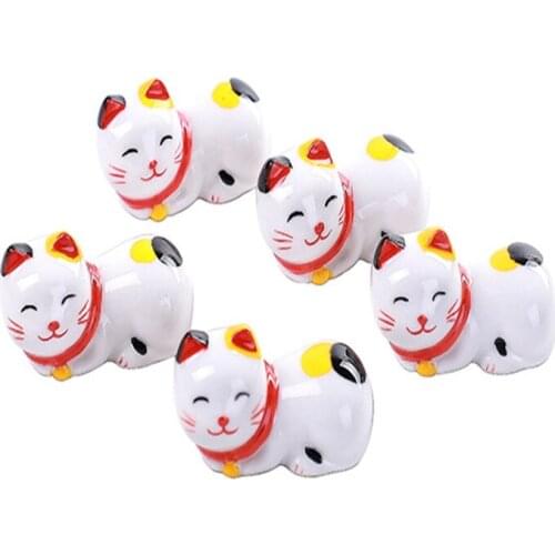 6pcs Lovely Cat Chopstick Holder Set Support Fork Coffee Spoon Creative Dish Dinnerware fortune-cat Stand Kithchen Tools