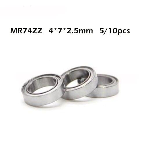Abec 5/10PCS High quality ABEC MR74ZZ MR74Z MR74 ZZ 4x7x2.5 mm 4*7*2.5 mm metal shield Miniature deep groove ball bearings