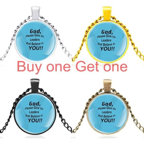 Bible Verse"god Please Give Us Leaders That Believe in You " Glass Dome Charm Pendant Necklace Men Women Jewelry Gifts