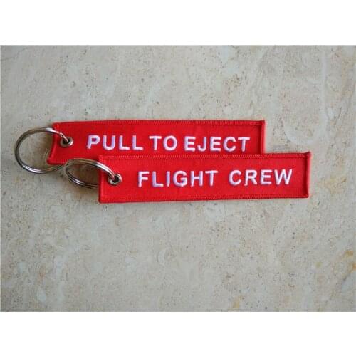 Pull To Eject Flight Crew Fabric Embroidery Keychain Fob Key Ring