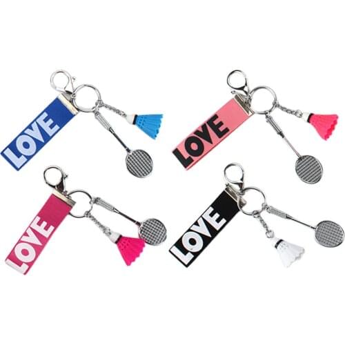 4x Delicate Mini Badminton + Racket Model Pendant Charm Keyring Key Ring Key Chain Keychain Novelty Souvenir