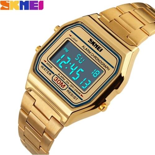 SKMEI 1123 Men LED Digital Watch Sports Watches mens Relogio Masculino Relojes Stainless Steel Military Waterproof Wristwatches