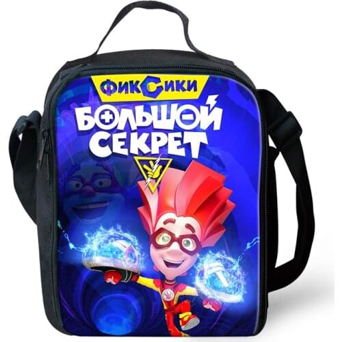 HALYUNASC Children Insulated Lunch Bag Russian Cartoon The Fixes Pattern Waterproof Lunch Box Cute Students Picnic Container