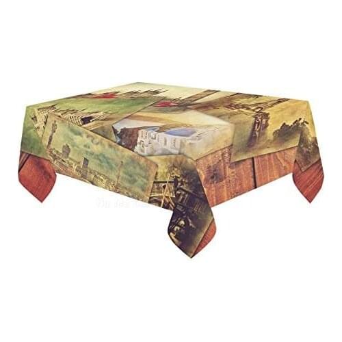 Interesting Print Tablecloth Old Photos Home Decor Vintage Vintage Travel To Paris Modern