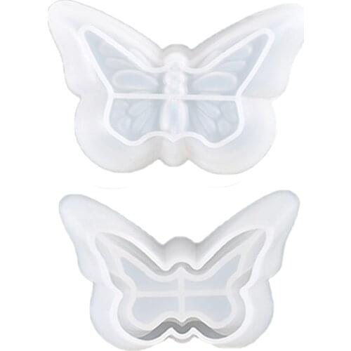 K3ND Butterfly Storage Box with Lid Epoxy Resin Mold Bowl Dish Jewelry Holder Casting Silicone Mould DIY Crafts Ornaments Making