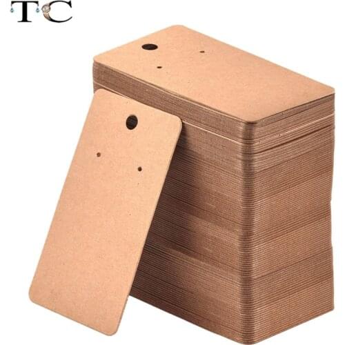 100Pcs Kraft Paper Blank Jewelry Display Card Cardboard Earring Package Hang Tag Card Brown 5 X 9cm