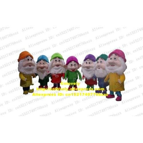 Enthusiastic Seven Dwarfs Midget Nanus Gnome Dopey Mascot Costume Cartoon With Colourful Round Hat Red Mouth No.4374 Free Ship