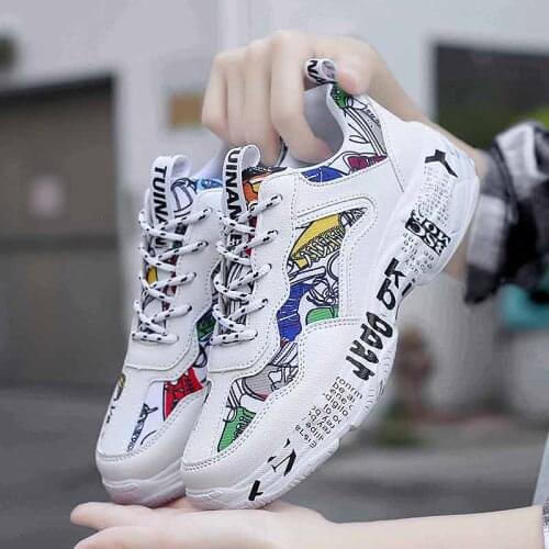 Sneakers Women Spring Woman Casual Fashion Shoes Size 35-43 Graffiti Ladies Vulcanized Shoes White Sneakers Lover Shoes