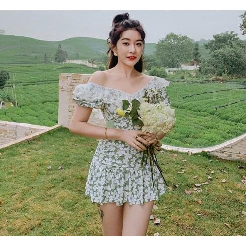 Swimsuit Women Two Piece Trikinis 2021 For Bathing Suit New Sexy Skirt Split Cover Print Polyester Sierra Surfer Tankini Plus