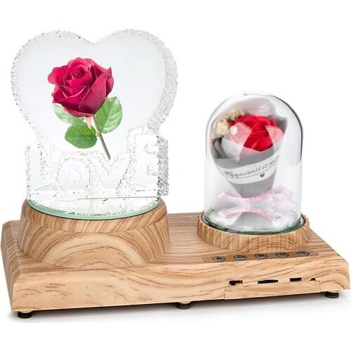 Personality Photo Crystal Night Light Music Rotating Display Bluetooth Player Women Mom Lover Girlfriend Mothers Day Gifts