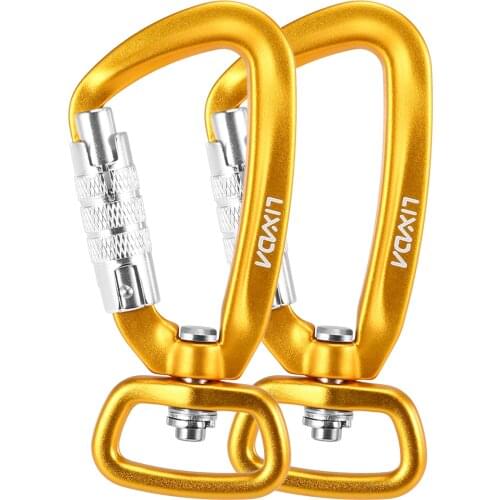 Lixada 2pcs Swivel Carabiner Clip 360 Rotatable Spinner Carabiner Auto Locking Rotational Hammock Hanging Clip Pet Leash Hook