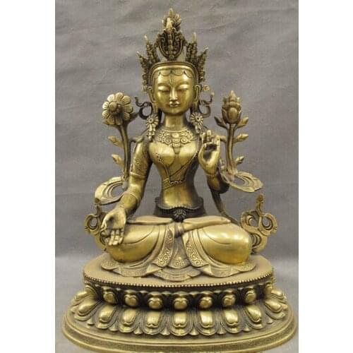 Wholesale factory Tibet Bronze Buddhism Pray Bless Lotus White Tara Buddha Goddess Statue AE1024 AB1025