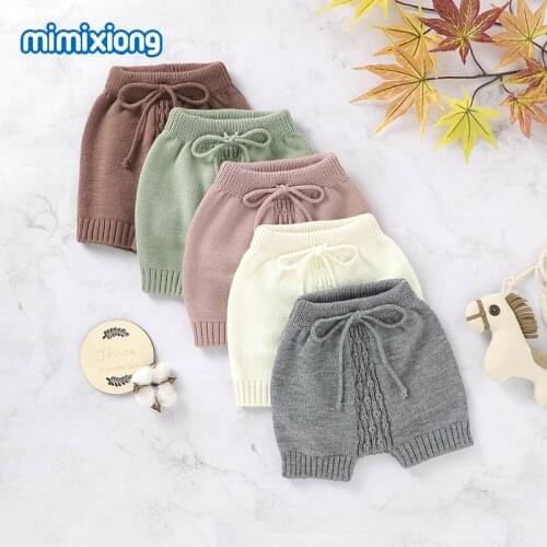 0-2 Years Children Shorts Fashion Solid Knitted Toddler Kids Short Pants Autumn Elastic Waist Newborns Boys Girls Bottoms Winter