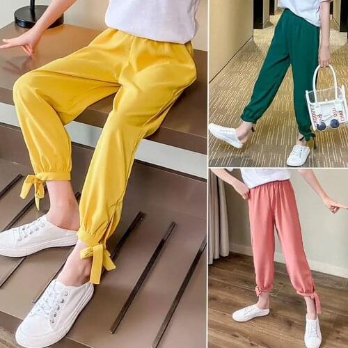 4-16 Years Teenager Girls Summer Chiffon Pants Kids Harem Loose Toursers Toddler Girl Elestic Waist Pants 4 5 6 8 10 11 12 14