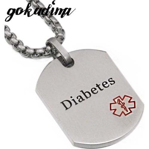 GOKADIMA 2019 Fashion Get Together Stainless Steel Jewelry Trendy Medical Symbol Diabetes Pendant Necklace Silver Color WJP31