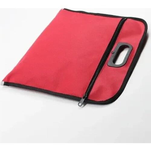 1PC Red Waterproof Zipper A4 Oxford Cloth Pocket Folder Bag Notebook Organizer Handbag Document Office Supplies