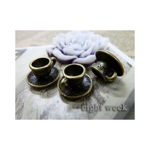Zinc alloy pendant jewelry accessories diy handmade material charms ancient bronze coffee cup 9 * 15 mm