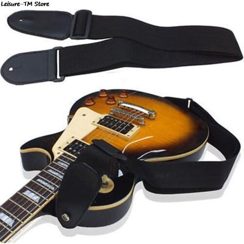 Adjustable 75-120cm Electric Acoustic Bass Guitar Strap PU Leather + Nylon Multifunction Black Useful Folk Guitar Straps