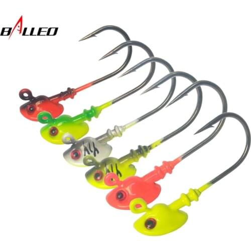 Balleo 6Pcs/lot 7g/10g14g18g21g28g Lead Head Hook Lure Hook Jig Head Fishing Tackle Fish Head Hooks Fishing Accessories