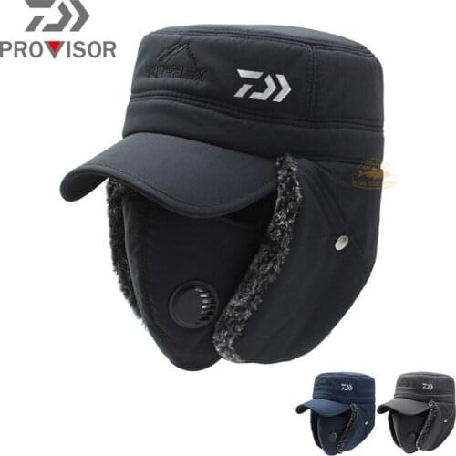 2021 Winter Fleece DAIWA Fishing Hat Waterproof Warm Ski Hat Mens Outdoor Riding Windproof Cap Winter Warm Hat DAWA Fishing Hat